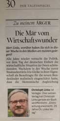 Foto von Artikel im Tagesspiegel. Christoph Links wird befragt.