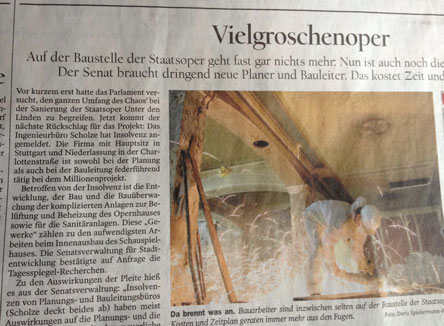 Foto von Zeitungsartikel mit Foto Innenausbau Staatsoper ist zu sehen - heute.